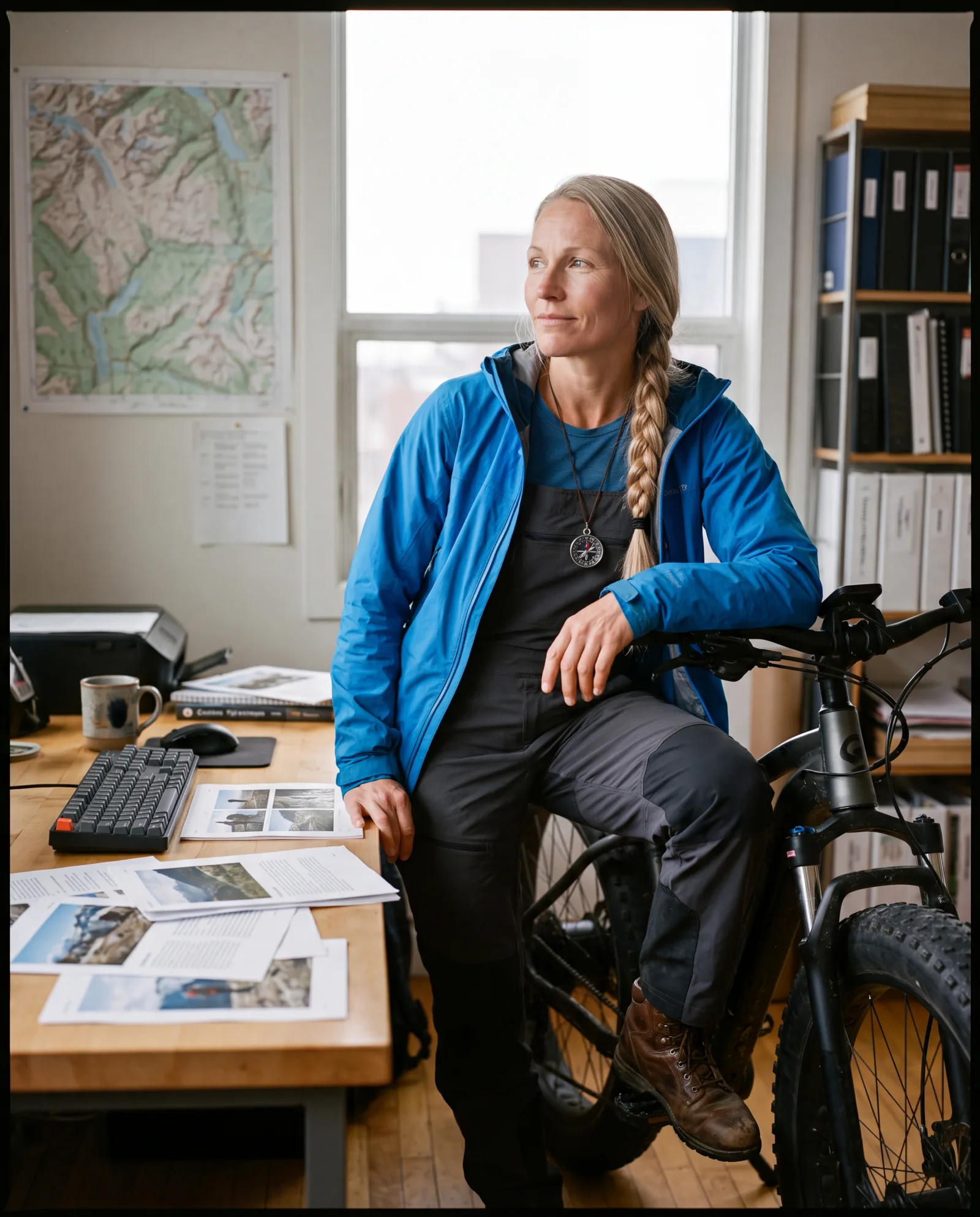 Mara Lindqvist, Adventure & Winter Editor at The Ebike Press, in the newsroom